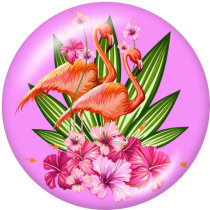 20MM  Flamingo  Print  glass snaps buttons