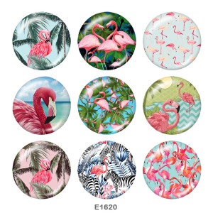 20MM  Flamingo  Print  glass snaps buttons Beach Ocean