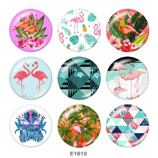 20MM  Flamingo  Print  glass snaps buttons