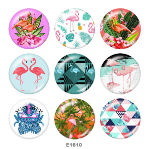 20MM  Flamingo  Print  glass snaps buttons