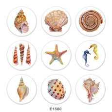 20MM Shell   Print  glass snaps buttons Beach Ocean