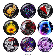 20MM   Flower  Butterfly  Print glass snaps buttons