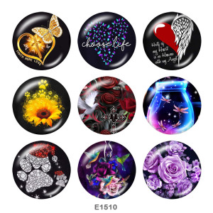 20MM   Flower  Butterfly  Print glass snaps buttons