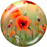 20MM  Flower  Print glass snaps buttons