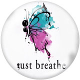 20MM  Ribbon  Butterfly  Print glass snaps buttons
