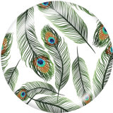 20MM  Peacock feather   Print glass snaps buttons