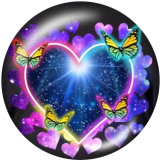 20MM  Love  Butterfly  Print glass snaps buttons