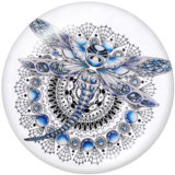20MM  Love  Butterfly  Print glass snaps buttons