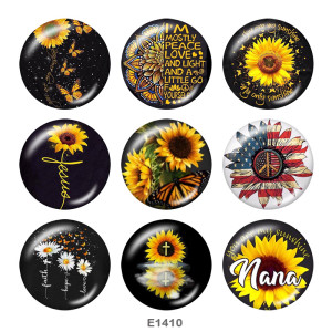 20MM Flower  Faith  Print glass snaps buttons