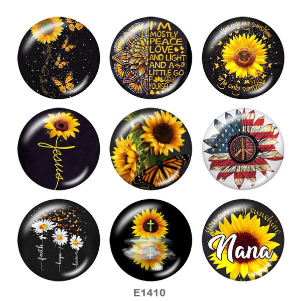 20MM Flower  Faith  Print glass snaps buttons