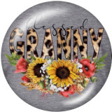 20MM  MIMI MOM MEME NANA Flower  Print glass snaps buttons