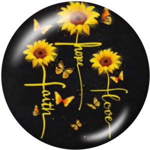 20MM Flower  Faith  Print glass snaps buttons