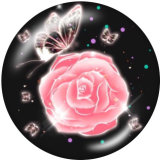 20MM Flower  Butterfly  Print glass snaps buttons
