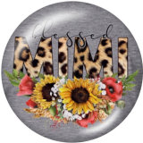 20MM  MIMI MOM MEME NANA Flower  Print glass snaps buttons