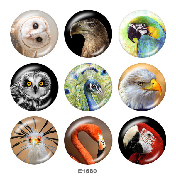 20MM  Owl  Flamingo  Print  glass snaps buttons