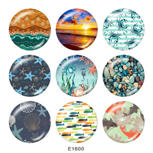 20MM  Ocean World  Print  glass snaps buttons Beach Ocean