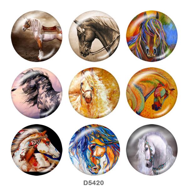 20MM horse   Print glass snaps buttons