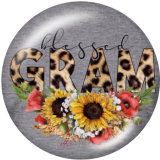 20MM  MIMI MOM MEME NANA Flower  Print glass snaps buttons