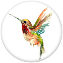 20MM  bird  Print glass snaps buttons