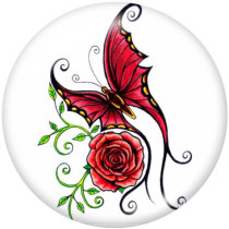 20MM  Love  Butterfly  Print glass snaps buttons