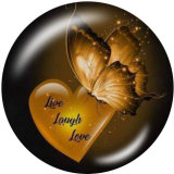 20MM  Love  Butterfly  Print glass snaps buttons