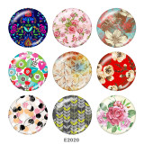20MM  Flower  Print  glass snaps buttons