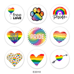 20MM  Free love  Print  glass snaps buttons jewelry rainbow LGBT
