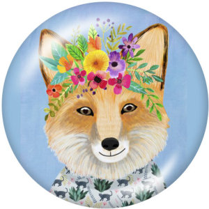 20MM  Dog  Tiger  Print  glass snaps buttons