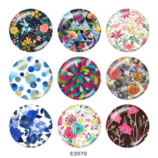 20MM  Flower  Print  glass snaps buttons