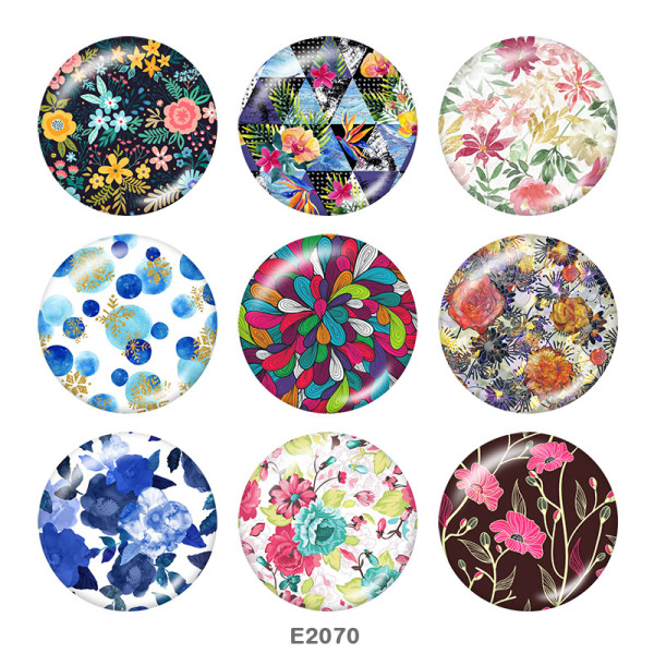 20MM  Flower  Print  glass snaps buttons