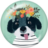 20MM  Dog  Tiger  Print  glass snaps buttons