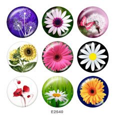 20MM  Flower  Print  glass snaps buttons