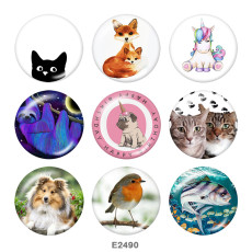 20MM  Cat  Dog  Print  glass snaps buttons