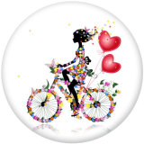 20MM  bicycle  Butterfly  Print  glass snaps buttons