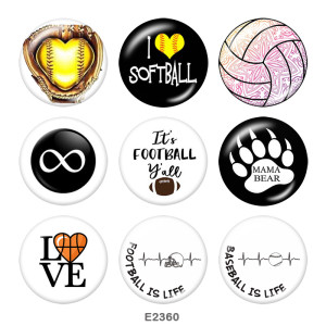 20MM  Football  Volleyball  Print  glass snaps buttons