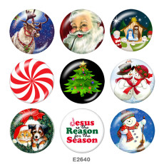 20MM  Christmas  Print  glass snaps buttons