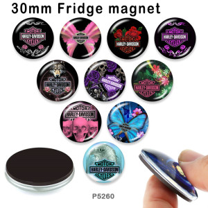 10pcs/lot motorcycle Car  glass picture printing products of various sizes  Fridge magnet cabochon