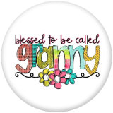 20MM  Family  granny Print  glass snaps buttons