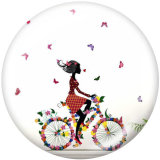 20MM  bicycle  Butterfly  Print  glass snaps buttons