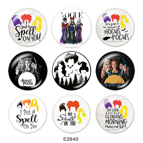 20MM  Vocue  Print  glass snaps buttons Halloween