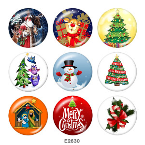 20MM  Christmas  Print  glass snaps buttons