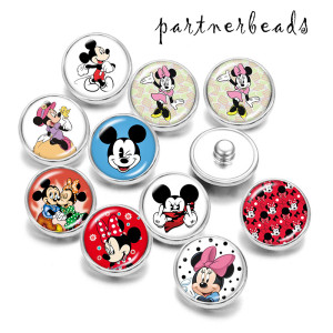 20MM  Cartoon Mickey   Print  glass snaps buttons
