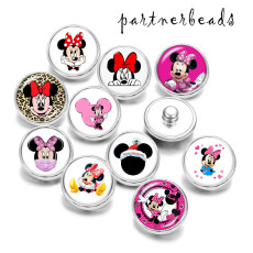 20MM  Cartoon Mickey   Print  glass snaps buttons
