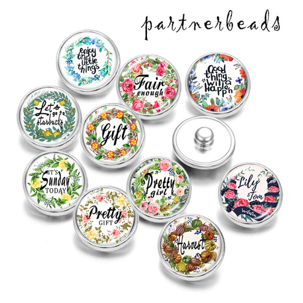 20MM   Faith  Hope  Print  glass snaps buttons