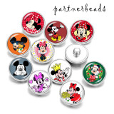 20MM  Cartoon Mickey   Print  glass snaps buttons