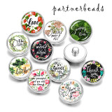 20MM  Love  thank you  MOM  Print  glass snaps buttons