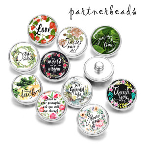 20MM  Love  thank you  MOM  Print  glass snaps buttons