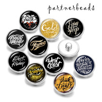 20MM  Faith  words  Print  glass snaps buttons