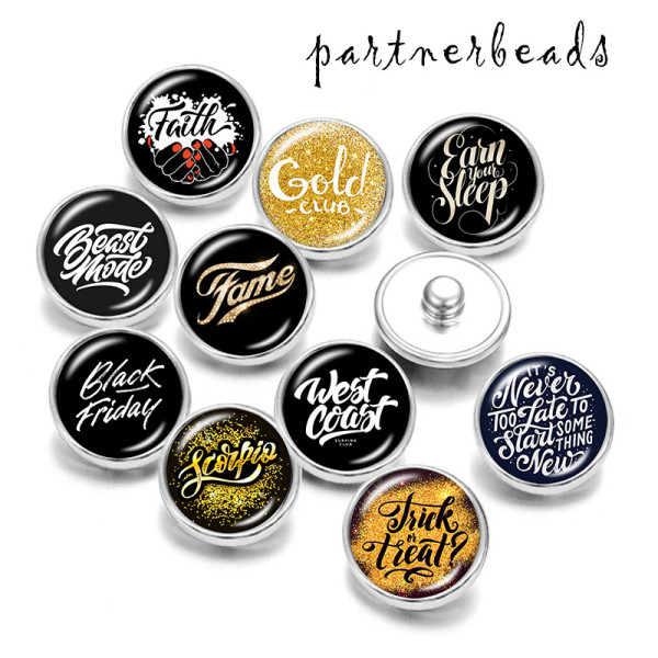 20MM  Faith  words  Print  glass snaps buttons