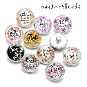 20MM   I'm Single  Print  glass snaps buttons
